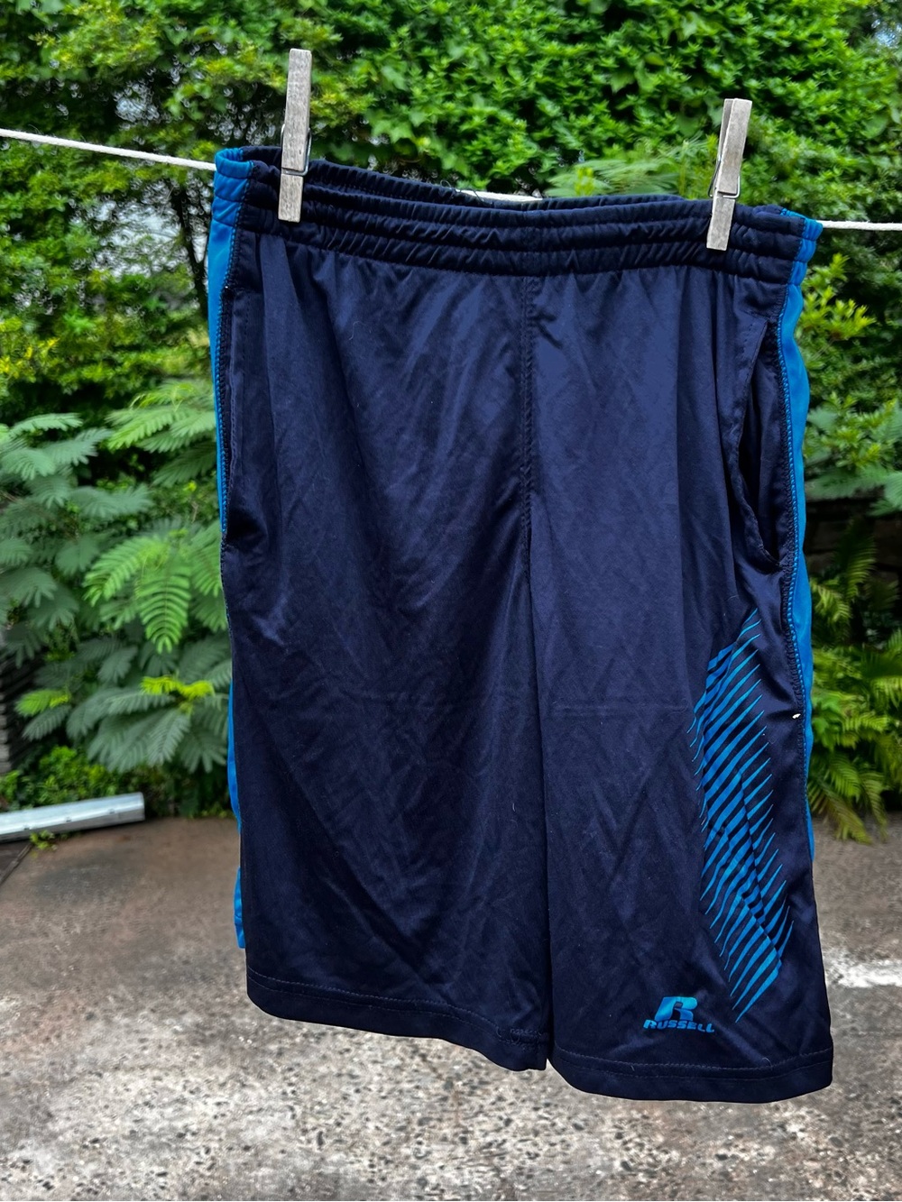 Russell Athletic youth navy Shorts with Blue Accents